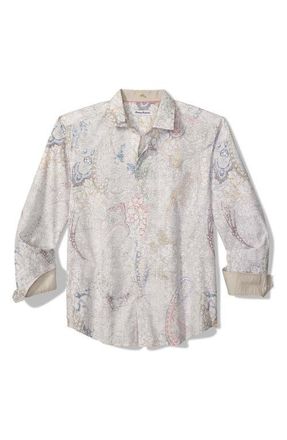 Tommy Bahama Saldana Paisley Cotton & Silk Button-Up Shirt in Cloud Cream at Nordstrom, Size Large