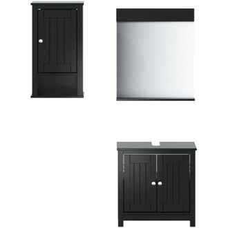 vidaXL Vidaxl - Juego De Muebles De Ba&ntilde;o Berg 3 Pzas Madera Maciza Pino Negro