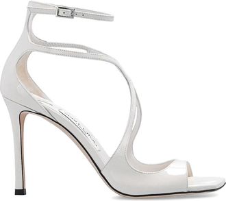 Jimmy Choo London Azia Sandalen met Hak - Dames - Sandalen met hakken - Beige - 39 1/2 EU - Leer - Schoenen