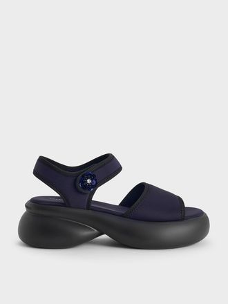 Charles & Keith Flower-Buckle Platform Sports Sandals