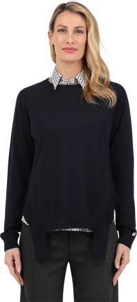 Meimeij Asymmetrische Crew Neck Top - Dames - Ronde hals truien - Zwart - S - Wol - Truien & Vesten