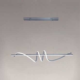 Trade Shop Trade Shop Traesio - Trade Shop - Lampadario A Sospensione Led 65w Argento Spirale Ondulato Luce 4000k Vortice Orizzontale 32460