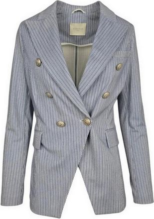 Circolo 1901 Dubbelrijige Blazer - Dames - Blazers - Blauw - XS - Katoen - Jassen