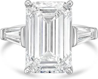 Diana M. Jewels Platinum 6.00 ct tw Emerald Cut with two Long Baguettes on the side Engagement Ring (Single Claw)