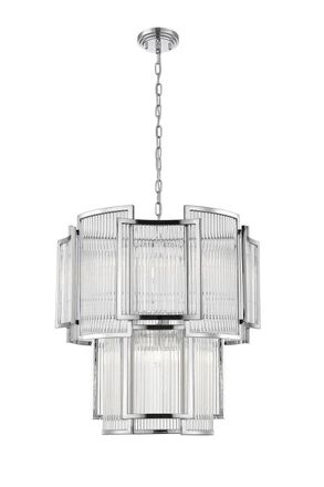 Netlighting Antigua 8 Light Chrome Crystal Pendant Ceiling Light in Grey