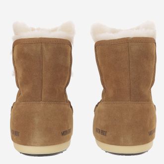 Moon Boot Womens Ankle Boots Leather And Shearling Light Brown