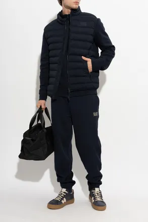 Emporio Armani Insulated Vest With Stand-up Collar, Mens, Navy Blue