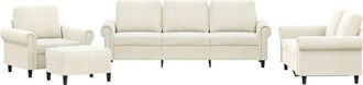 vidaXL Juego De Sof&aacute;s Con Cojines 4 Piezas Terciopelo Crema Vidaxl