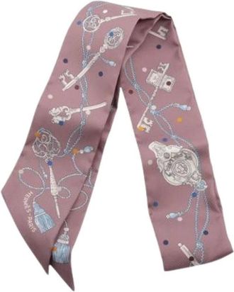 Herm&egrave;s Pre-owned Scarves, female, Purple, Size: ONE SIZE Pre-owned Silk Scarf