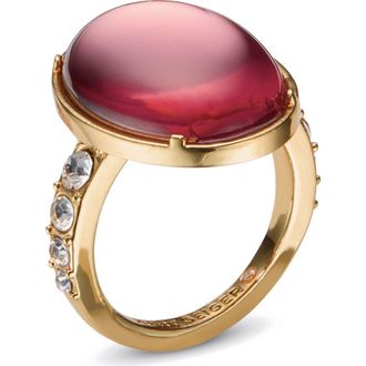 Kurt Geiger Oval Cabochon & Crystal Cocktail Ring in Pink at Nordstrom, Size 7