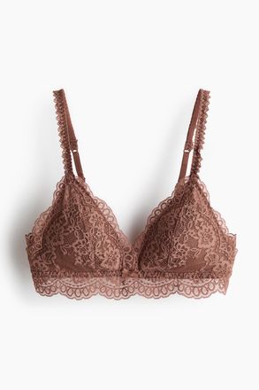 H&M Wattierter Soft-BH mit Spitze - Braun
