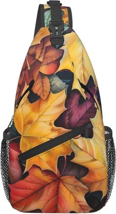 Generic Colorful Maple Leaves On The Ground Shoulder Bag Lightweight Cross Body Bag With Zipper Chest Backpack For Casual Women Runner