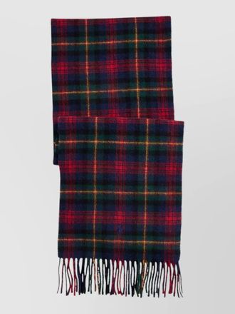 Ralph Lauren logo scarf tartan pattern fringed edges
