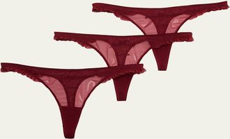 Kiki De Montparnasse French Lessons Embroidered Thongs, Set of 3