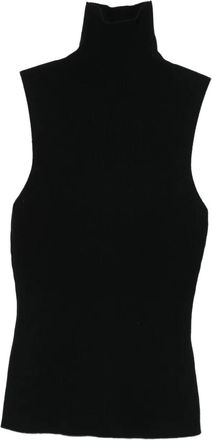 Maje ribbed sleeveless turtleneck top - Black