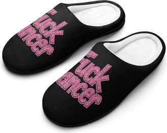 Generic Fuck1 Cancer Glitter Mens Slippers Memory Foam Winter Warm Sandals Slip On House Shoes Size 7-14