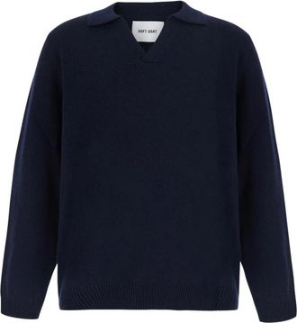 Soft Goat Gepolijst Poloshirt - Dames - Cashmere truien - Blauw - M - Wol - Truien & Vesten