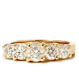 Pompeii3 2ct Lab Created Diamond 5-Stone Engagement Anniversary Ring 14K Yellow Gold