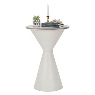 Dmora Dmora - Mesa De Caf&eacute; Daunia, Mesa De Centro Baja, Revistero Para Sof&aacute;, Estante De La Sala De Estar, 44x44 H63 Cm, Blanco