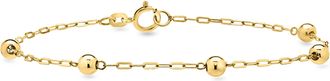 RS Pure by Ross-Simons Italian 10kt Yellow Gold Paper Clip Link Bead Station Bracelet