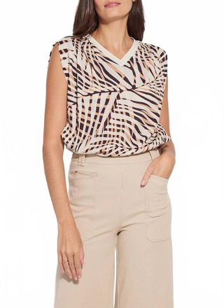 Lyss&eacute; Aura Rib Trimmed Top In Pool Side Palm