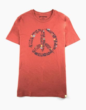 True Religion Mens True Religion Mondo Peace S/s T Shirt Safron - Red - Size: 38