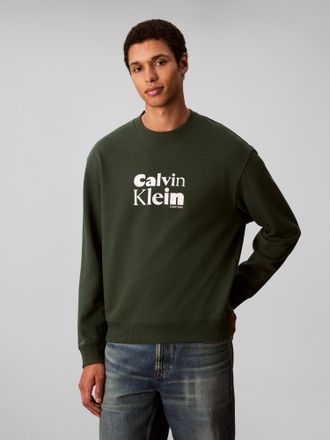 Calvin Klein Sweatshirt CALVIN KLEIN LS EU 350TERRY CALVIN BOLD GRAPH, Herren, Gr. XXL, gr&uuml;n (sycamore), Sweatware, Obermaterial: 100% Baumwolle, unifarben, regula