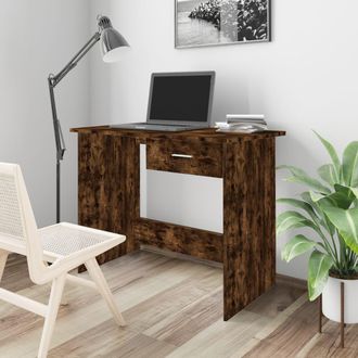 vidaXL Vidaxl - Escritorio Madera Contrachapada Roble Ahumado 100x50x76 Cm