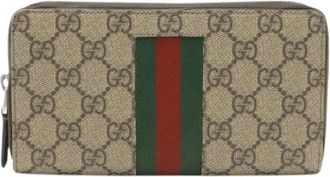 Gucci Pre-owned GG Supreme Long Wallet - Dames - Vintage Accessoires - Beige - ONE Size - Leer - Vintage
