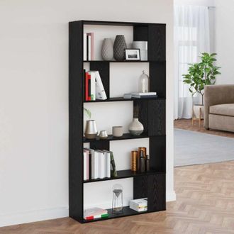 vidaXL vidaXL Armadio per Libri Rovere Nero 80 x 24 x 159 cm