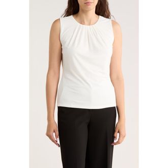 Calvin Klein Pleated Neck Sleeveless Top in Cream at Nordstrom Rack, Size X-Small