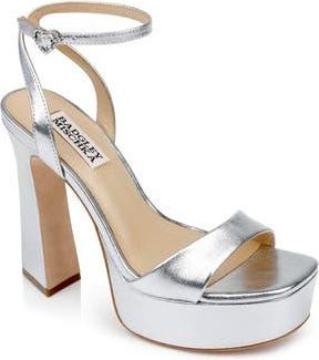Badgley Mischka Caia Ankle Strap Platform Sandal in Silverleat at Nordstrom Rack, Size 8.5