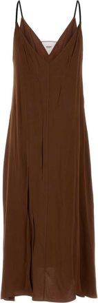 Prada Pleated Satin Dress - Brown