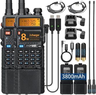 OEM Radioaficionado Uv-5r De 8 W De Largo Alcance, Doble Banda, Port&aacute;til, De Alta Potencia, Con Bater&iacute;a Recargable De 3800 Mah, Incluye Cable De Programac