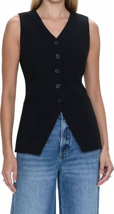 Pistola Denim Lila V-Neck Fitted Vest In Black