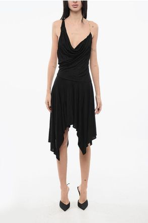 Pinko Bare Back Asymmetrical VITULANO Dress with Golden Chain size Xs