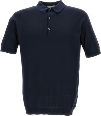 John Smedley Blue Relaxed Fit Cotton Polo T-Shirt