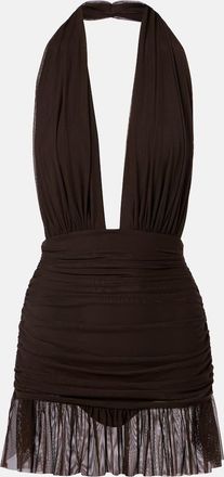 Norma Kamali Halterneck ruched minidress