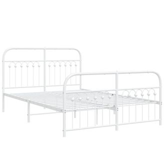 Berkfield Home Metal Bed Frame without Mattress with Footboard White 140x200cm | Size: 140x200 cm