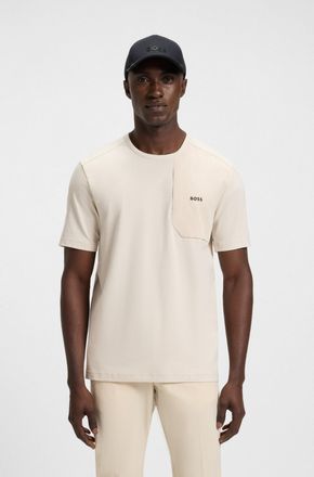 Boss Green by Hugo Boss T-Shirt BOSS GREEN Tee PKT Glamping, Herren, Gr. XL, open beige284, Single Jersey, Obermaterial: 95% Baumwolle, 5% Elasthan, unifarben, regular fit, R