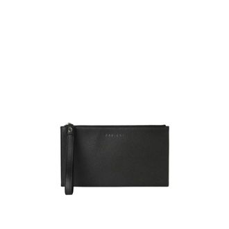 Orciani Bags, male, Black, Size: ONE SIZE Black Leather Zipper Pocket Bag