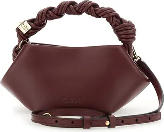 Ganni Womens Handbag Bou Mini Bordeaux Leather Red Recycled Handbags Hand Bags