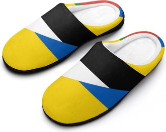 Generic Palestine And Ukraine Flag Funny Mens Cotton Slippers Soft Non-Slip Rubber Sole House Slipper Indoor Outdoor