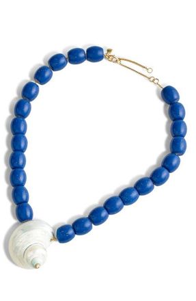 Madewell Shell Oversized Beaded Choker Necklace in Lapis at Nordstrom