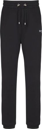 Balmain Logo Gedrukte Katoenen Joggingbroek - Heren - Sweatpants - Zwart - S - Katoen - Broeken