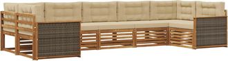 vidaXL Conjunto De Sof&aacute;s De Exterior 7 Uds. Natural Y Beige Vidaxl