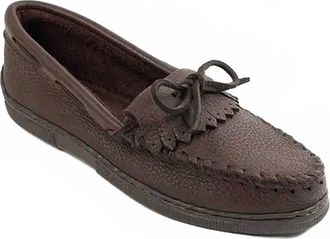 Minnetonka Womens Moosehide Kilty Shoes In Chocolate