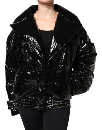 Dolce & Gabbana Womens Black Polyester Button Down Blouson Jacket Pu Clothing