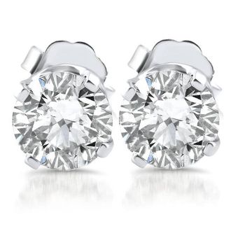 Pompeii3 1.10ct Diamond Studs 14k White Gold Clarity Enhanced