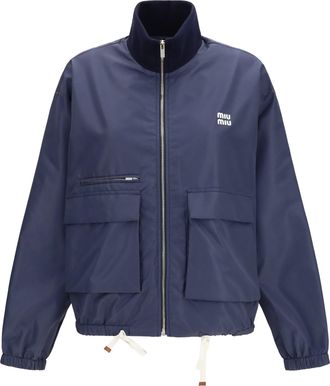 Miu Miu Womens Jacket Technical Canvas Blue Polyester